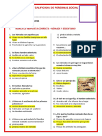 Practica Calificada de Personal Social Nomade y Sedentario - Teoria Del Poblamiento de America - Con Clave