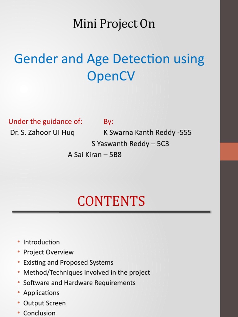 Mini Project On: Gender and Age Detection Using Opencv | PDF ...