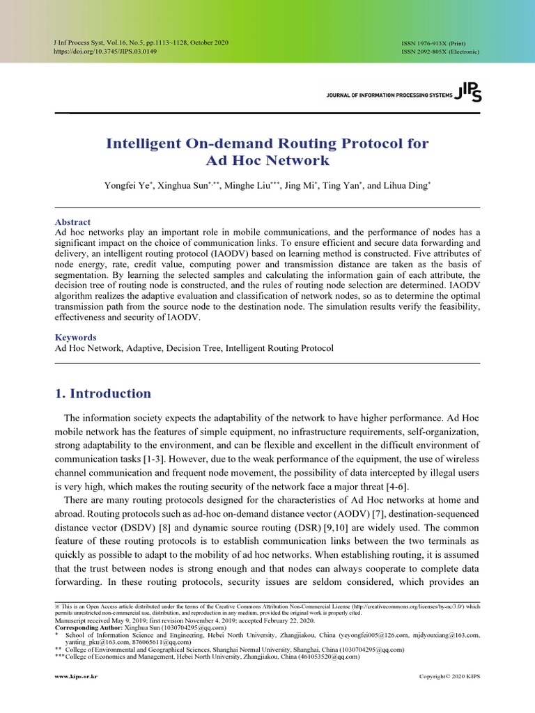 Intelligent On-Demand Routing Protocol For Ad Hoc Network | PDF ...