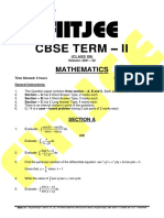 CBSE Mock Test - Term 2 - Part Test 1 - Q.Paper - Maths