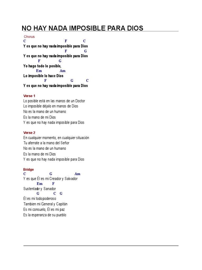 No Hay Nada Imposible para Dios | PDF