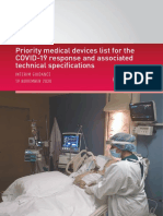 Priority Medical Devices List For The COVID-19 Response and Associated Technical Specifications