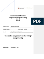 In-Service Certificate in English Language Teaching: Choose The Assignment: Methodology Assignment 3