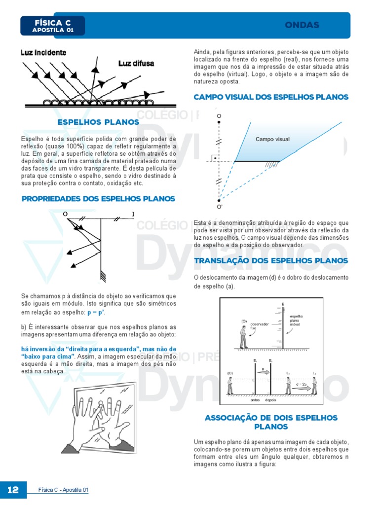 Associação de Dois Espelhos Planos | PDF | Espelho | Reflexão (Física)