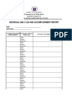 Individual Daily Log and Accomplishment Report: Department of Education