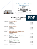 Schedule of Divine Services - June, 2022