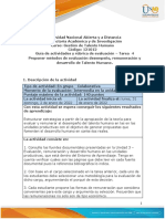 Guía de Actividades y Rúbrica de Evaluación - Tarea 4 Proponer Métodos de Evaluación Desempeño, Remuneración y Desarrollo de Talento Humano