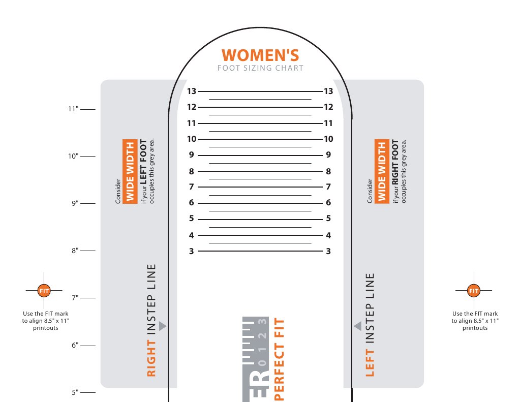 Women'S Foot Sizing Chart PDF