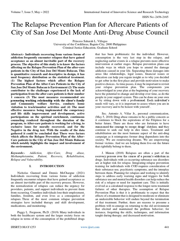 Relapse Prevention for Aftercare Patients | PDF | Drug Rehabilitation ...