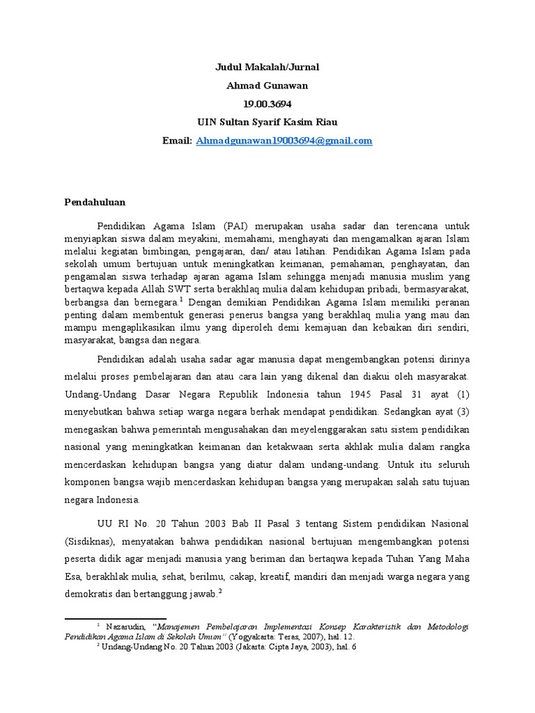 Contoh Jurnal Footnote Pdf