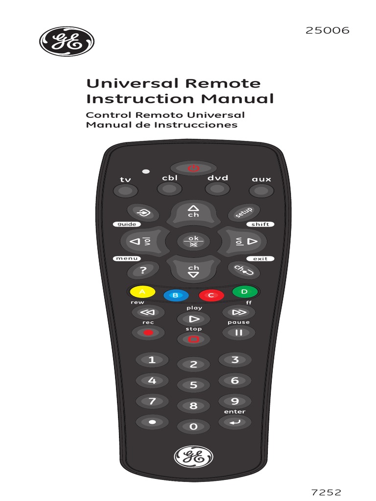 GE Universal Remote Instruction Manual | PDF | Electromagnetic Interference | Menu (Computing)