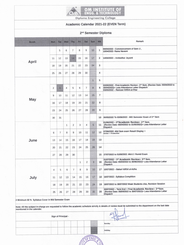 Academic Calander | PDF