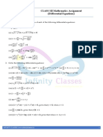 Class XII Differential Equations Assignment