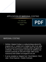 Application of Marginal Costing: Prof. Madhumathi Kristu Jayanti College Bangalore