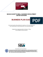 Business Plan Guide: Massachusetts Small Business Development Center Network