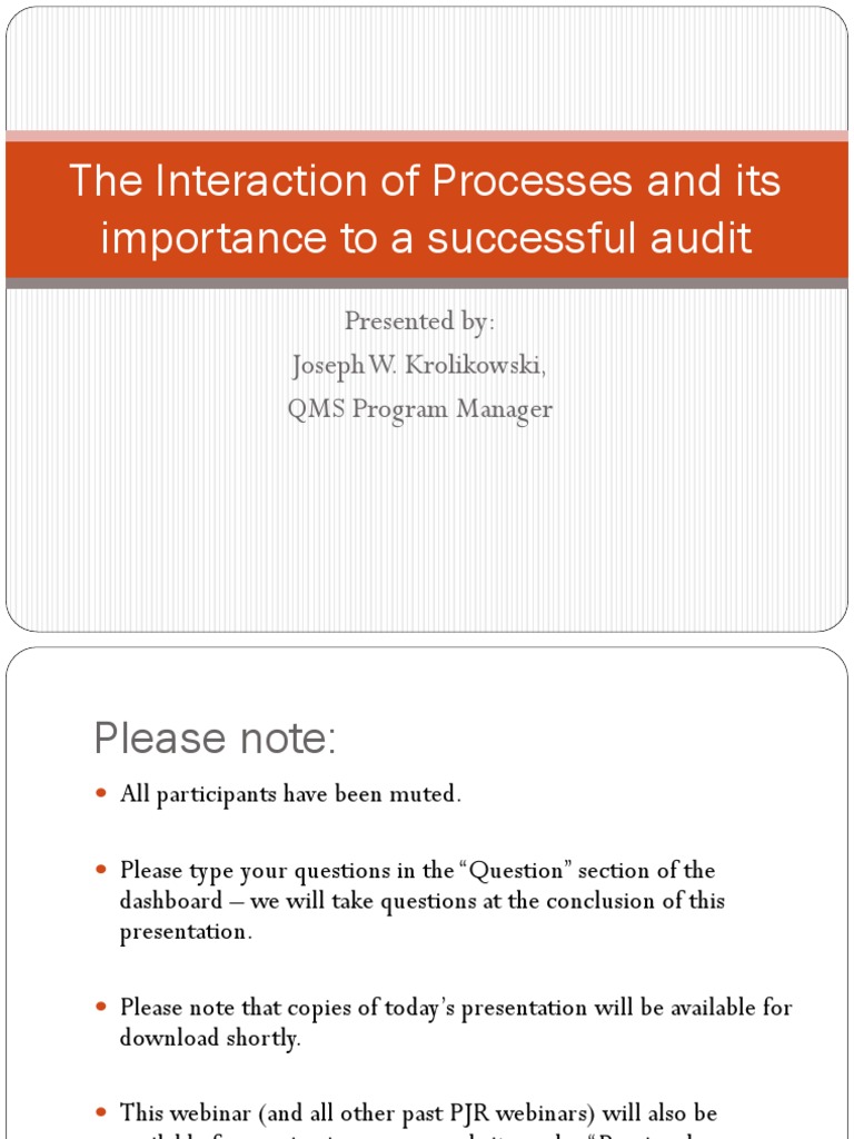 The Interaction of Processes and Its Importance To A Successful Audit ...