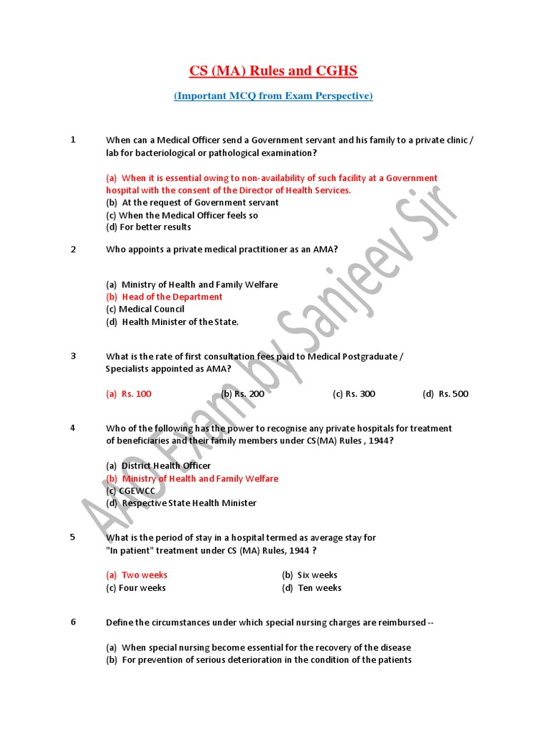 Medical Rules MCQ 910770 PDF Hospital Patient