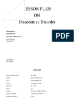 Lesson Plan ON Dissociative Disorder: Submitted To: Submittted by