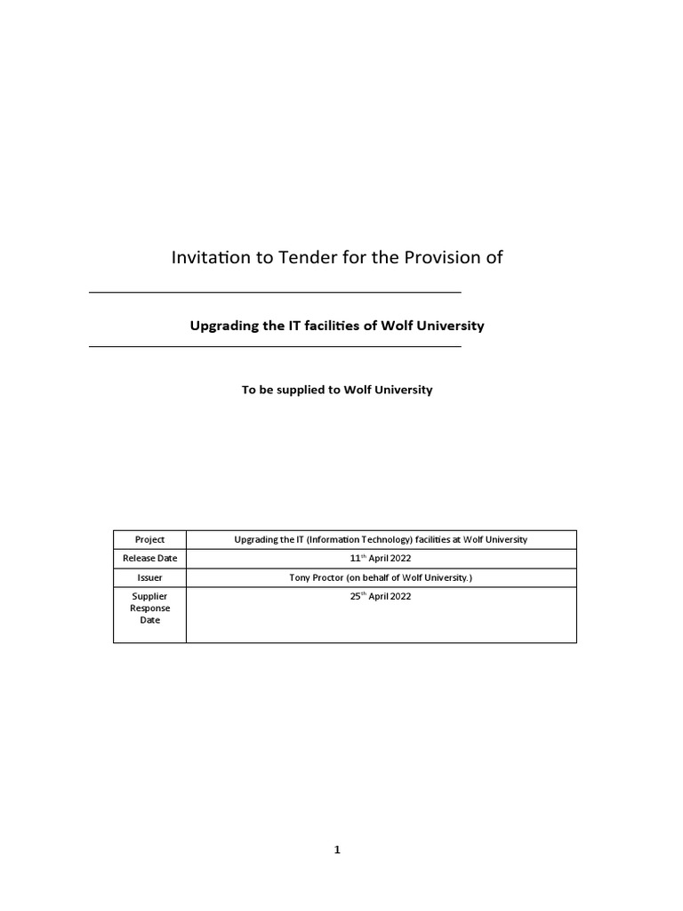 Invitation To Tender For The Provision of | PDF | Computer Network ...