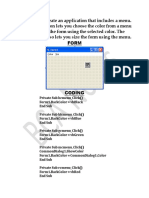 Program To Create An Application That Includes A Menu