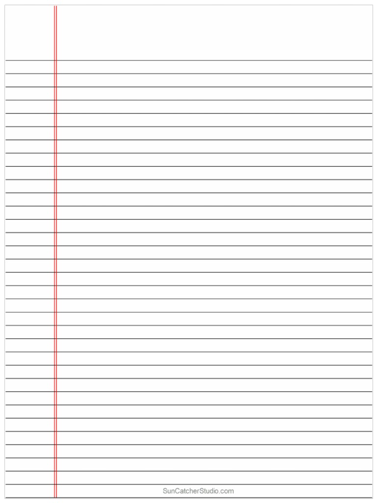Printable Lined Paper Medium College Ruled 34 010101 ff0000 | PDF