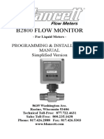 B2800 Flow Monitor: Programming & Installation Manual Simplified Version