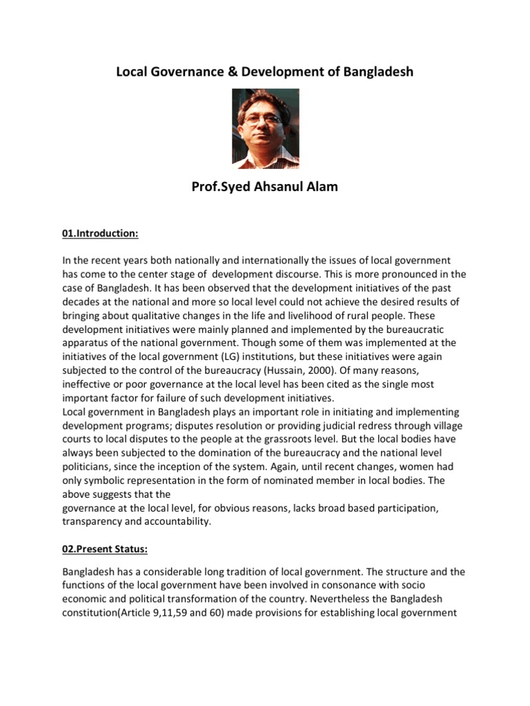 Local Governance & Development of Bangladesh | PDF | Local Government ...