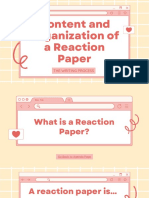 Content and Organization of A Reaction Paper: The Writing Process