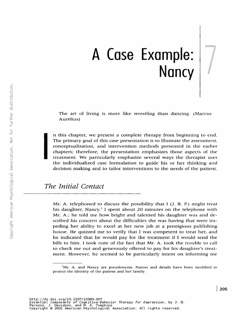 Case Nancy: Example | PDF | Mental Disorder | Cognitive Behavioral Therapy