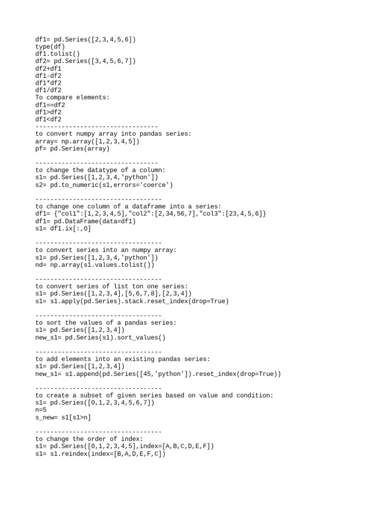 Pandas Series & DataFrame Tips | PDF | Computer Data | Software Engineering
