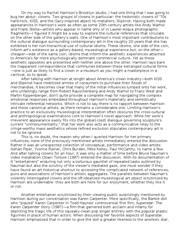 PULITZER, 'Rachel Harrison' FA 2010 PDF Aesthetics Art Museum