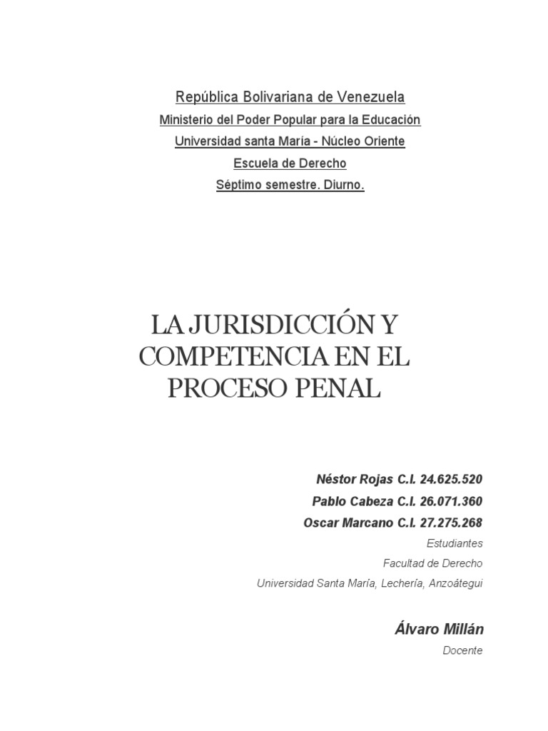 Jurisdicción y competencia penal | PDF | Jurisdicción | Competencia (ley)