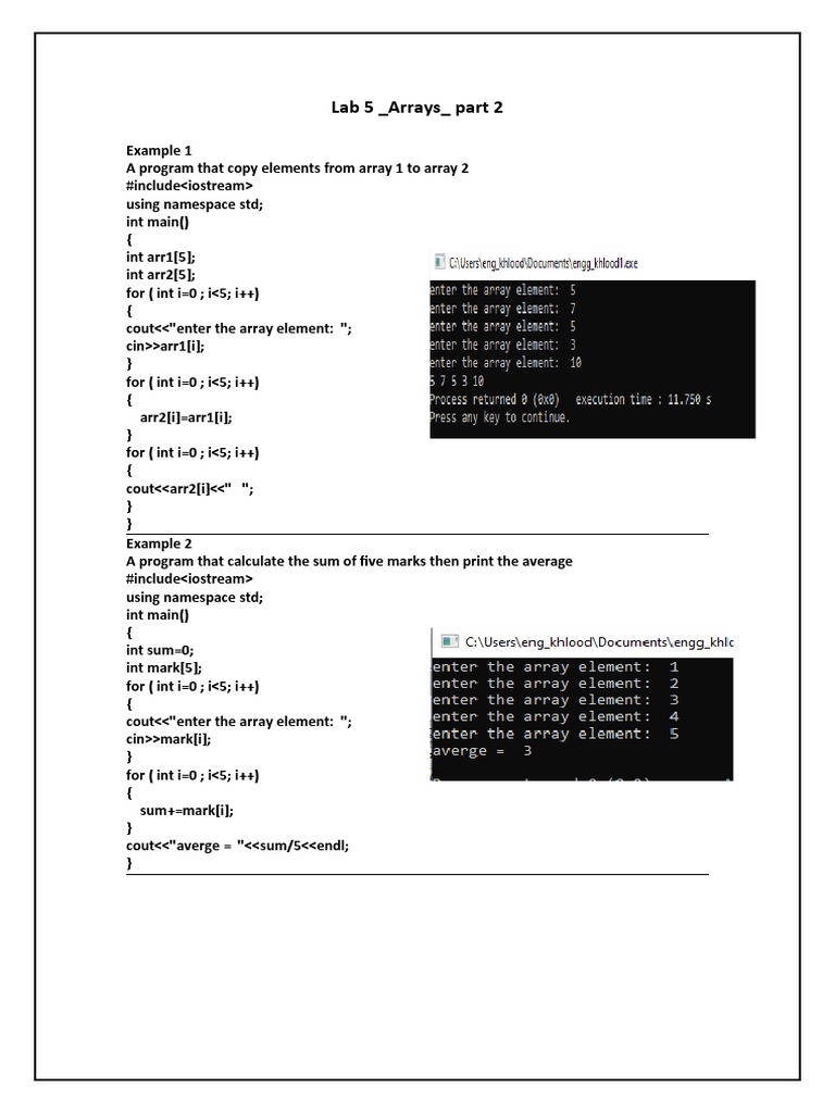 Computer Programing Lab5 | PDF