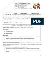 Atividades da turma infantil III para o período de 05/04 a 09/04