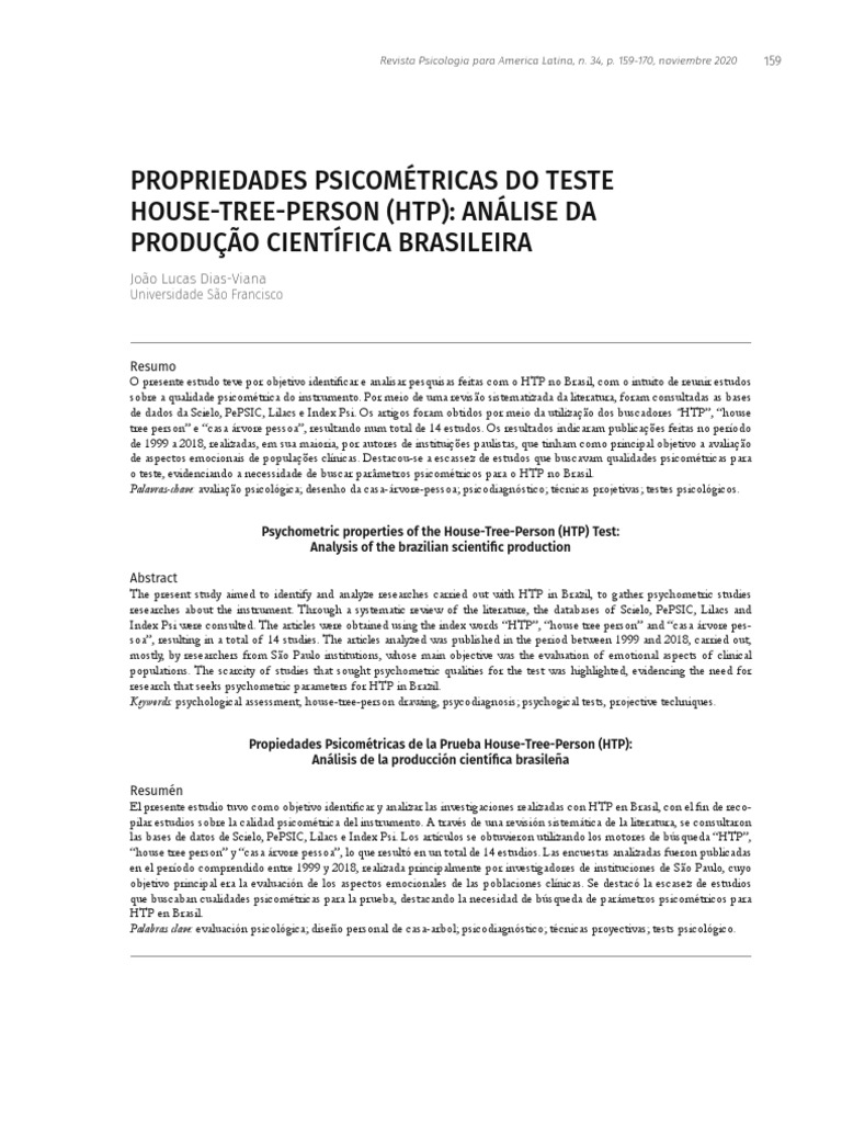 Propriedades Psicométricas do HTP no Brasil | PDF | Psicologia | Testes ...