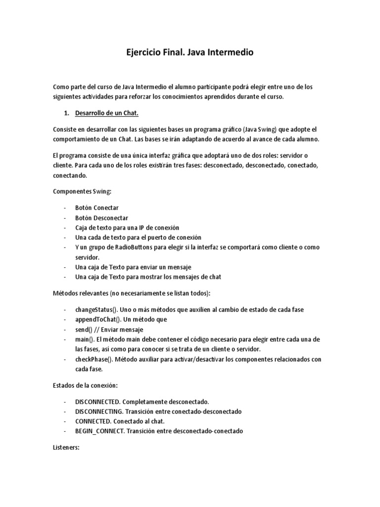 Ejercicio Final de Java Intermedio | PDF | Java (lenguaje de ...