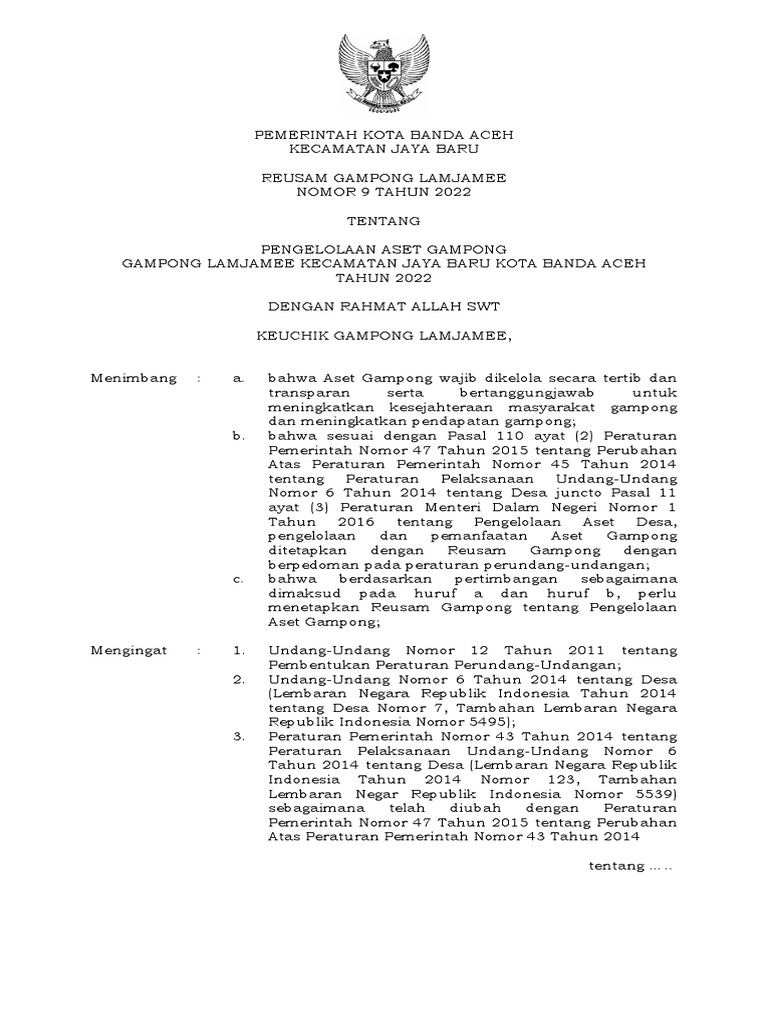 Reusam Aset Lamjamee 2022 | PDF