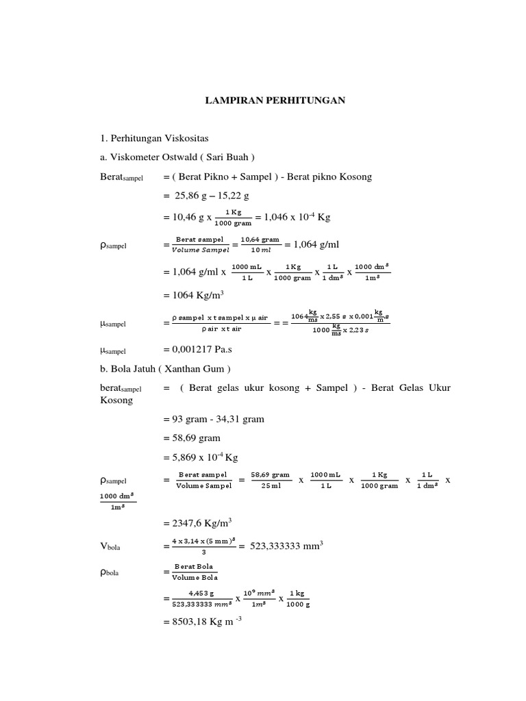 Perhitungan Viskositas | PDF