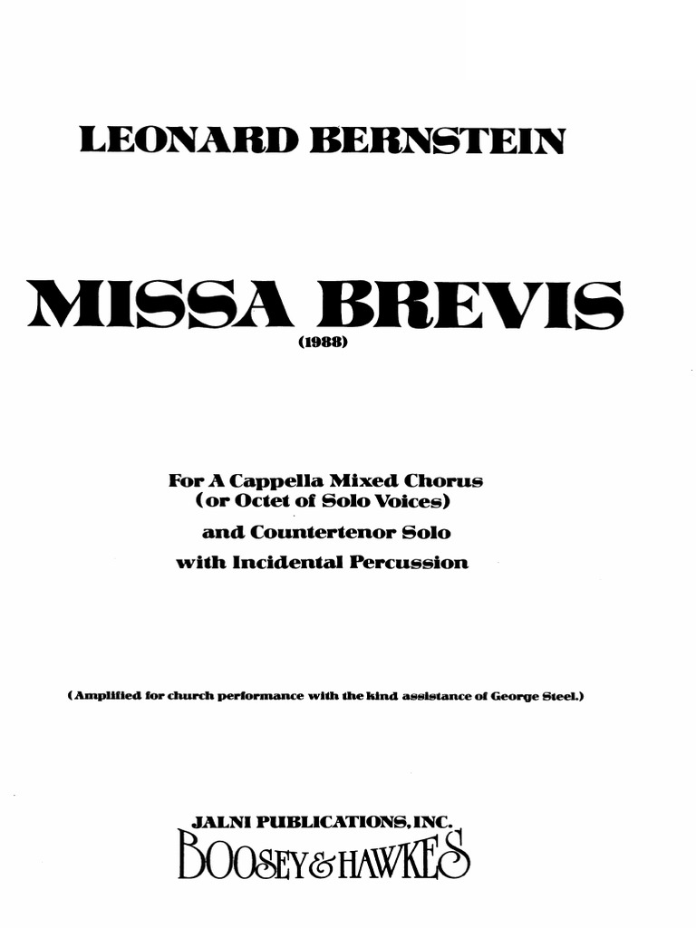 Bernstein Missa Brevis PDF