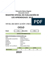 Registro de evaluación de aprendizajes 2019 niños de 3 años