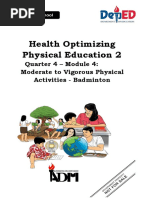 Edited Hope2 - q2 - MODULE 4 Moderate To Vigorous Physical Actvities - Badminton