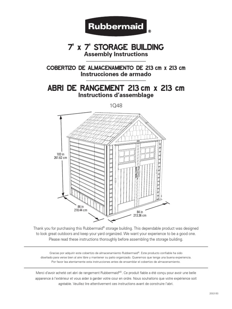7' X 7' Storage Building: Assembly Instructions Instrucciones de Armado ...