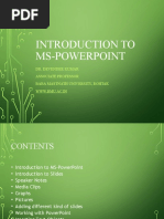 Introduction To Ms-Powerpoint: Dr. Devender Kumar Associate Professor Baba Mastnath University, Rohtak WWW - Bmu.Ac - in