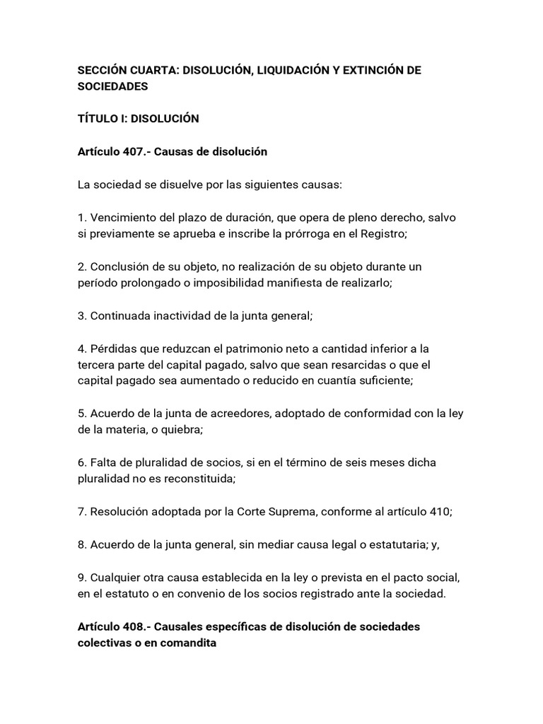 Disolucion Liquidacion Y Extincion De Sociedades Pdf Sociedad De