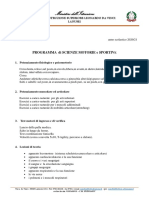 Programma Svolto 2A Liceo Artistico Scienze Motorie