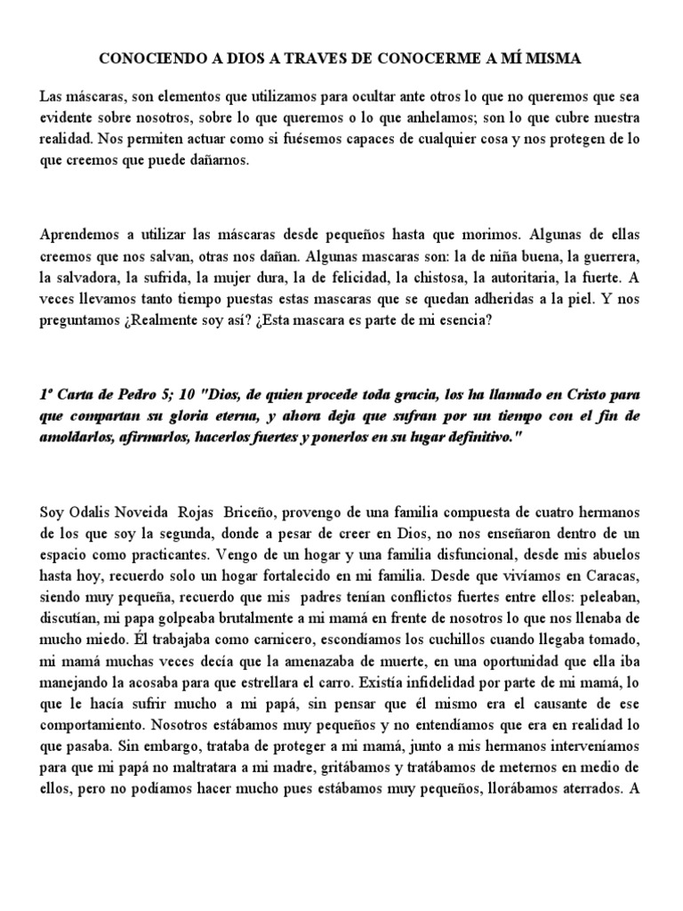 Conociendo A Dios A Traves de Conocerme A Mí Misma | PDF | Oración | Amor