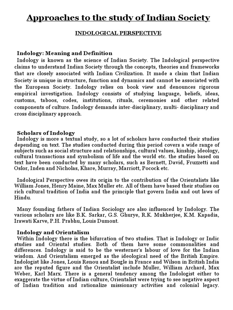 Understanding Indological Perspective | PDF | Caste | Sociology