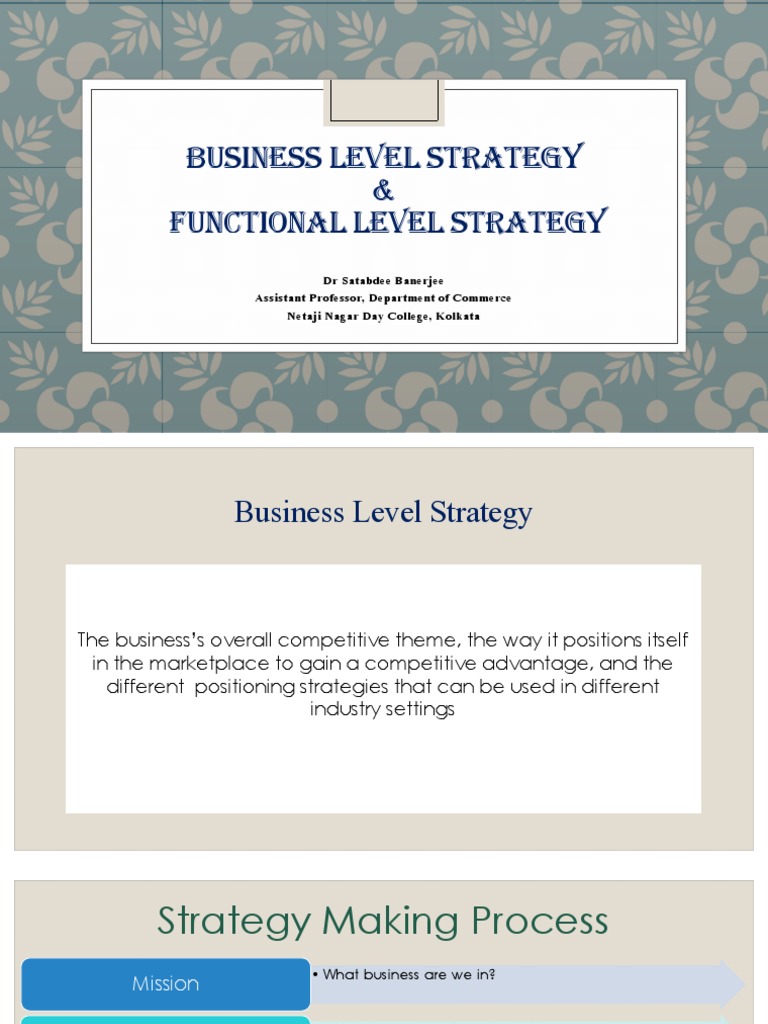 Business Level and Functional Level Strategy Study Material | Download ...