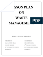 Lesson Plan ON Waste Management: Subject:Nursing Education