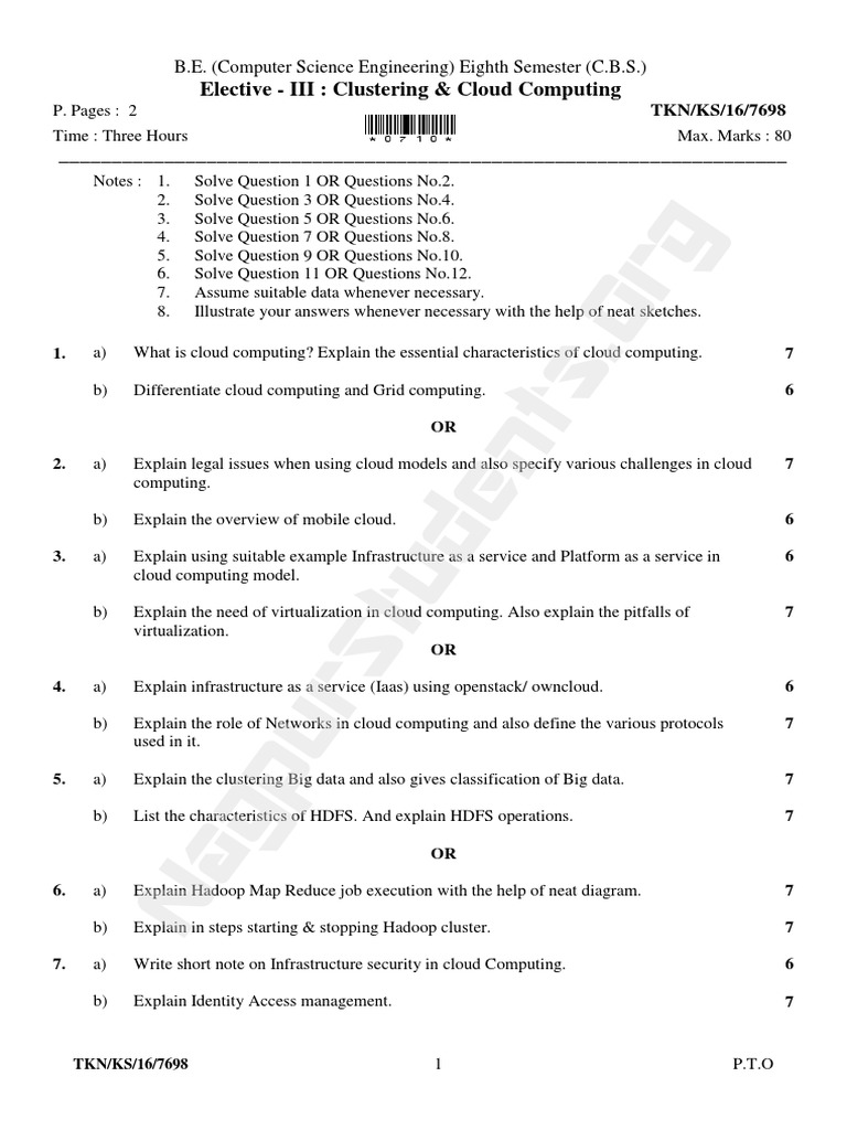 CCC Question Paper PDF Cloud Computing Microsoft Azure